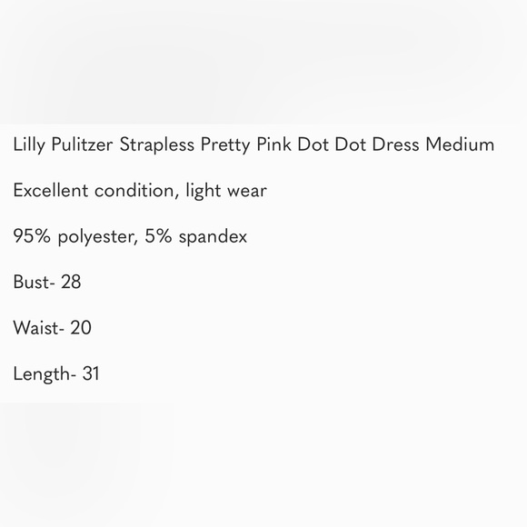 Lilly Pulitzer Strapless Pretty Pink Dot Dot Dress Size M - Picture 6 of 7